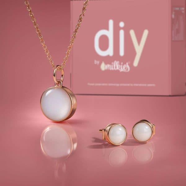 DIY Breast milk Box – Set: 12mm Necklace "Circle of Life" + Earrings